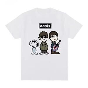 Oasis Snoopy Peanuts Tour  Shirt Punk Rock Graphic Tee Fan T-Shirt